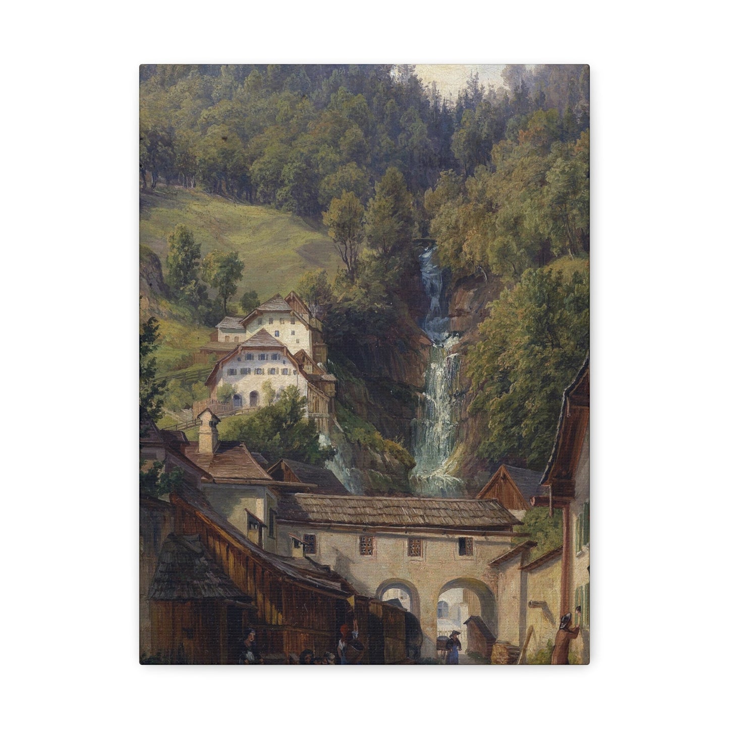 Anton Schiffer (1811-1876) Scene from Hallstatt - Canvas Wall Art-12″ x 16″-The Sticker Space