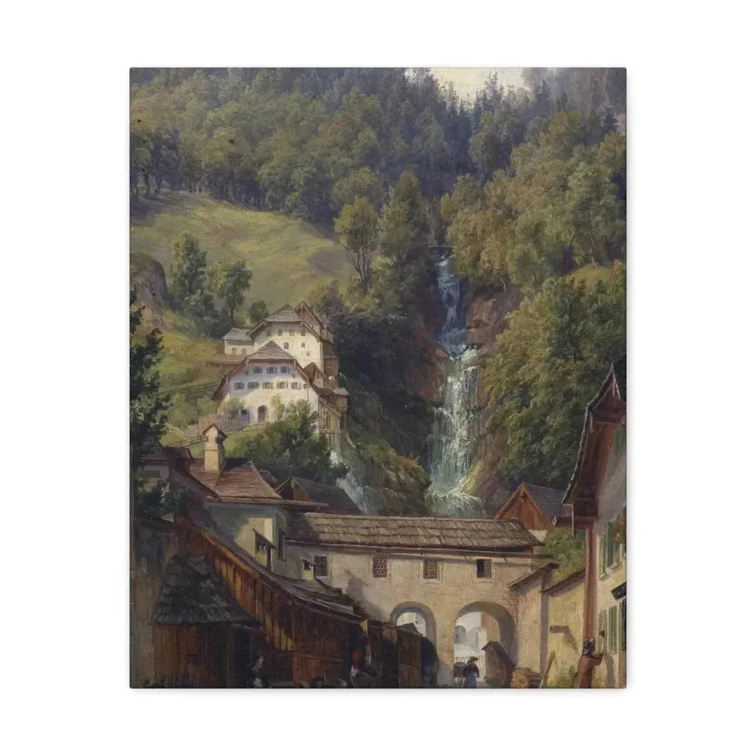 Anton Schiffer (1811-1876) Scene from Hallstatt - Canvas Wall Art 16″ x 20″ 1.25" - The Sticker Space