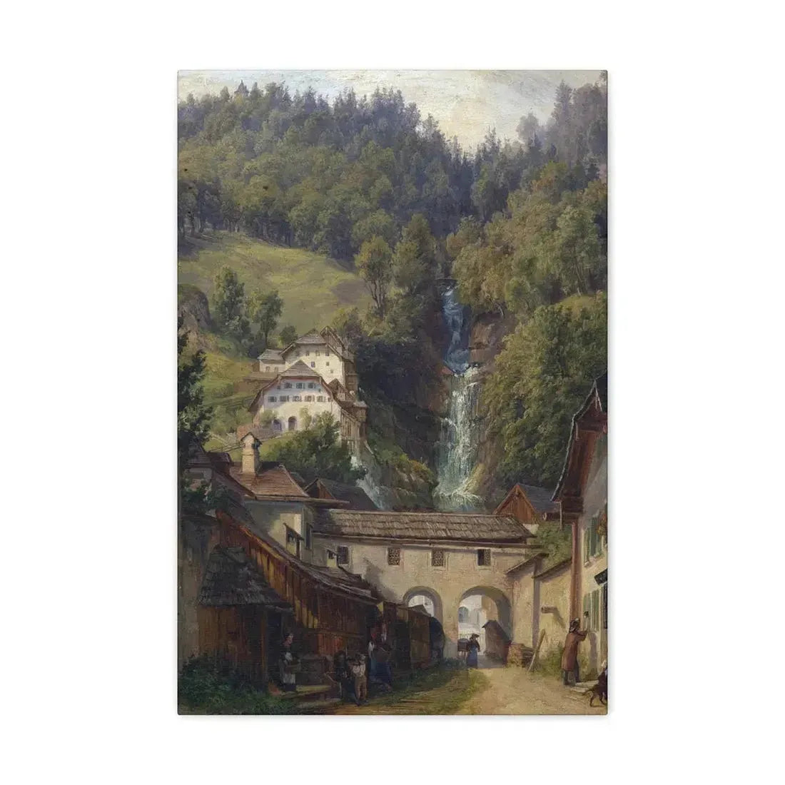 Anton Schiffer (1811-1876) Scene from Hallstatt - Canvas Wall Art 16″ x 24″ 1.25" - The Sticker Space