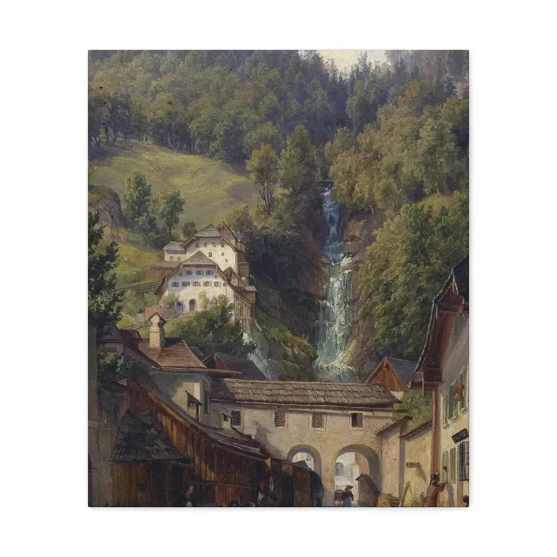 Anton Schiffer (1811-1876) Scene from Hallstatt - Canvas Wall Art 20″ x 24″ 1.25" - The Sticker Space