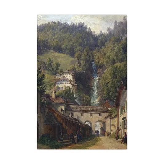 Anton Schiffer (1811-1876) Scene from Hallstatt - Canvas Wall Art 24″ x 36″ 1.25" - The Sticker Space
