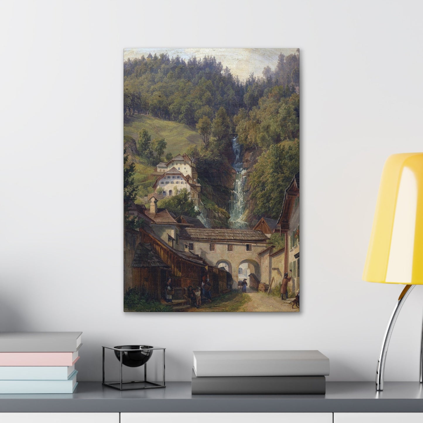 Anton Schiffer (1811-1876) Scene from Hallstatt - Canvas Wall Art-The Sticker Space