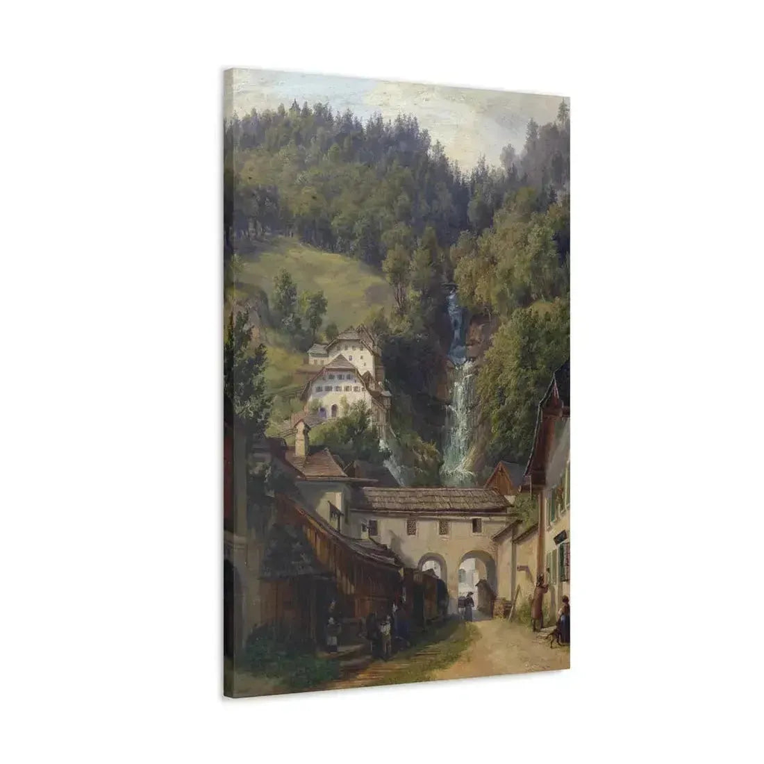 Anton Schiffer (1811-1876) Scene from Hallstatt - Canvas Wall Art - The Sticker Space