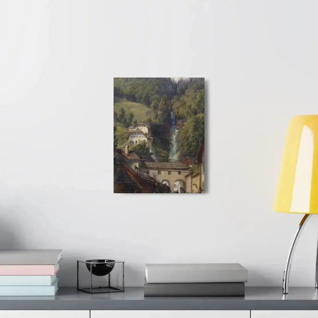 Anton Schiffer (1811-1876) Scene from Hallstatt - Canvas Wall Art - The Sticker Space