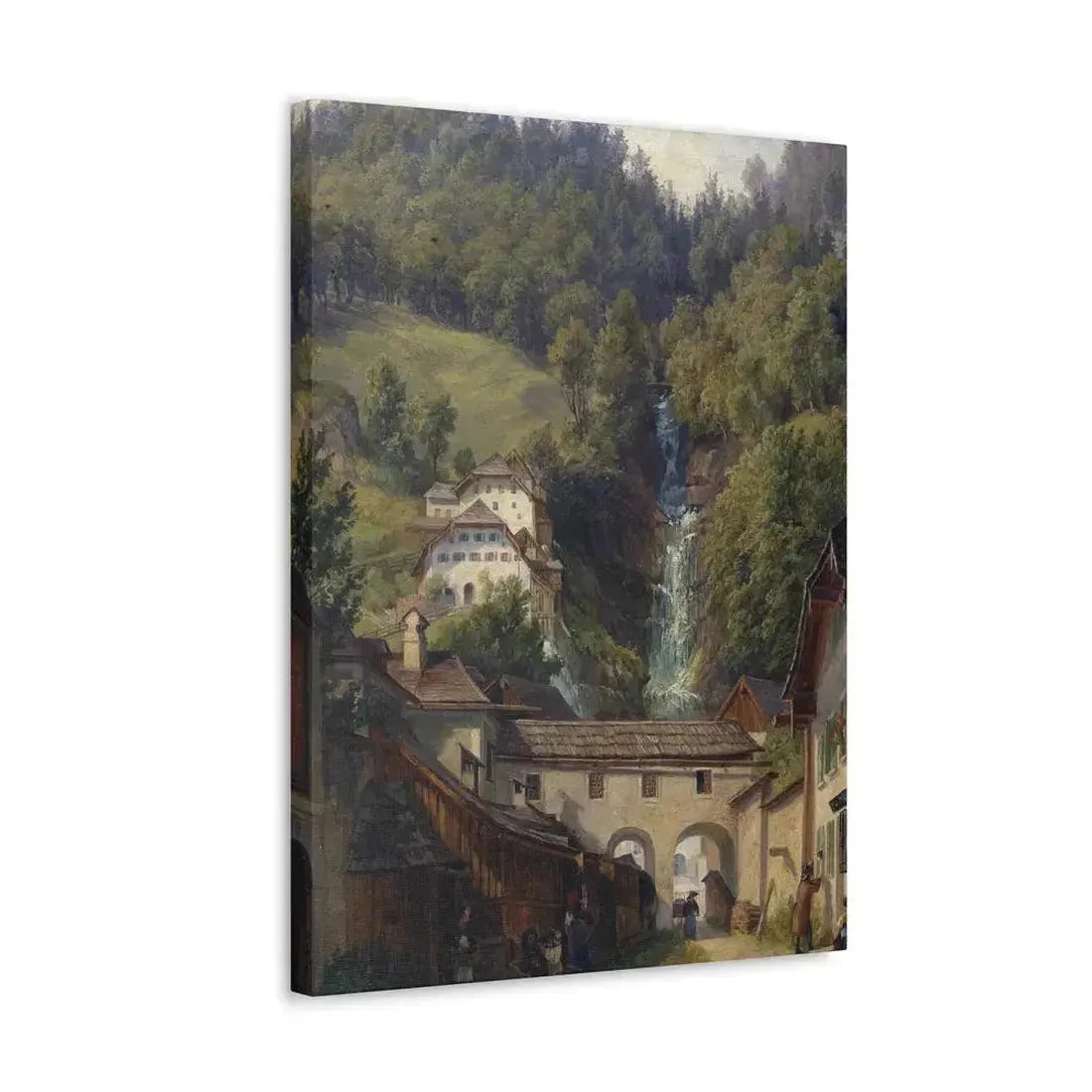 Anton Schiffer (1811-1876) Scene from Hallstatt - Canvas Wall Art - The Sticker Space