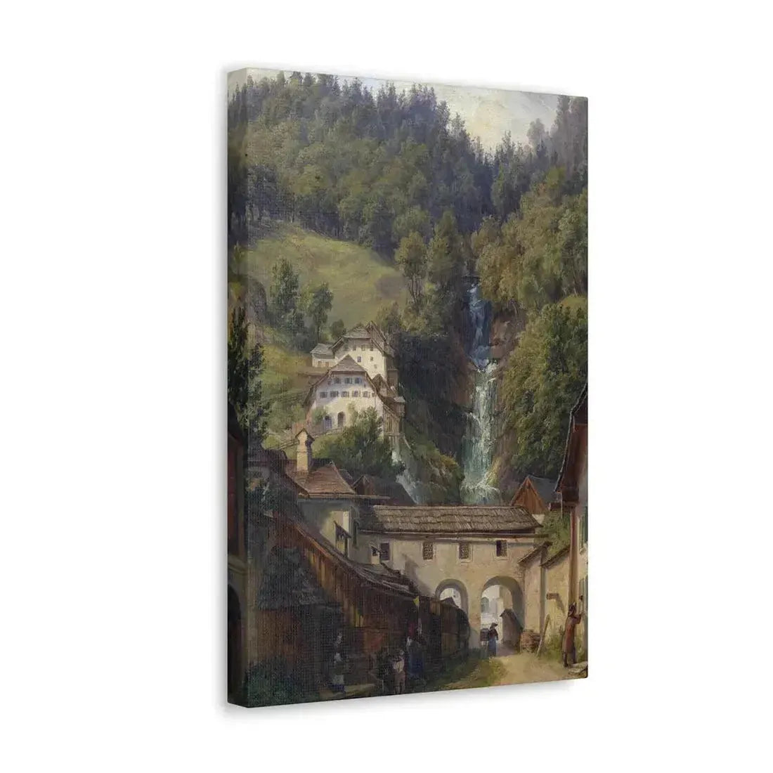 Anton Schiffer (1811-1876) Scene from Hallstatt - Canvas Wall Art - The Sticker Space