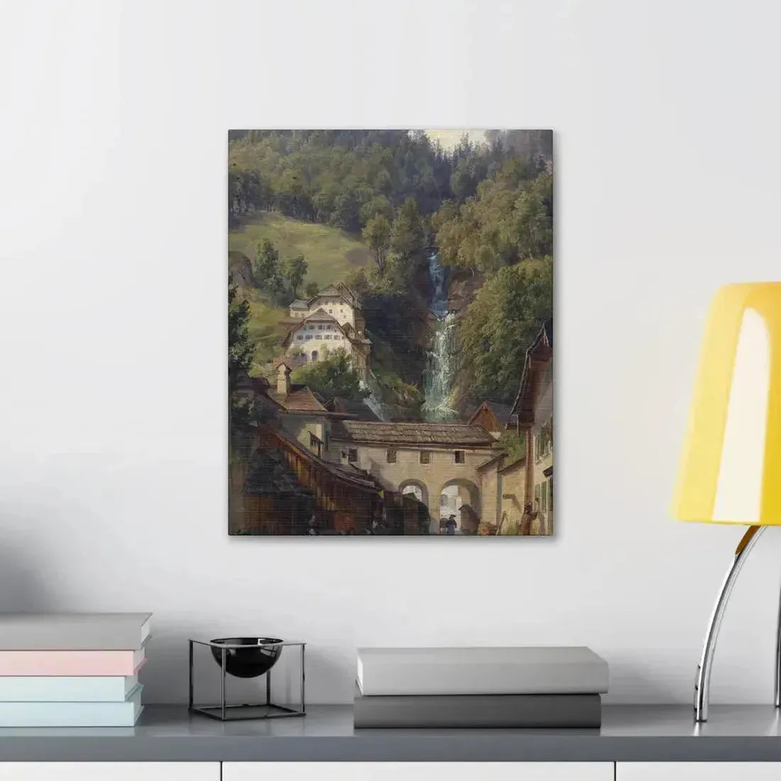 Anton Schiffer (1811-1876) Scene from Hallstatt - Canvas Wall Art - The Sticker Space