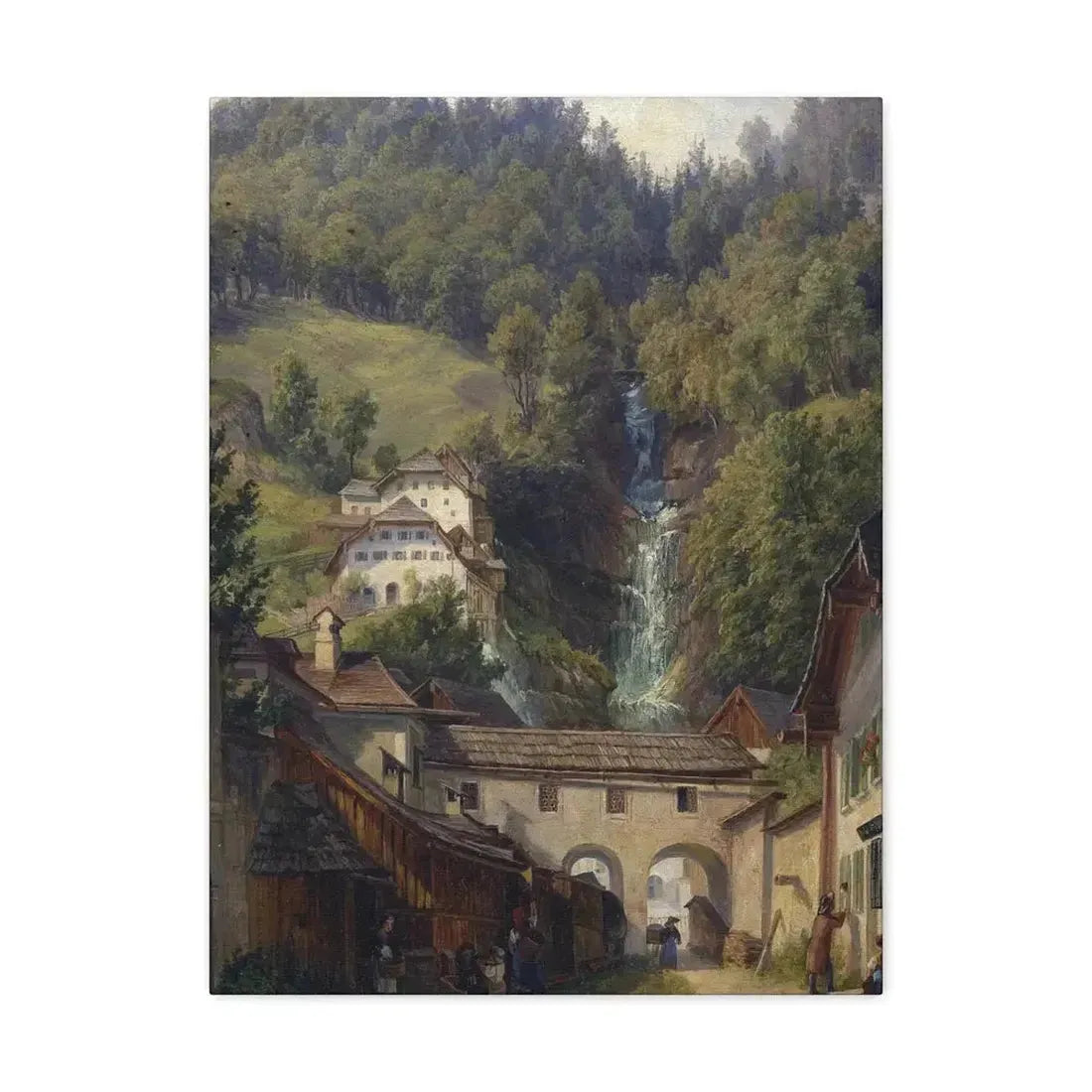 Anton Schiffer (1811-1876) Scene from Hallstatt - Canvas Wall Art - The Sticker Space