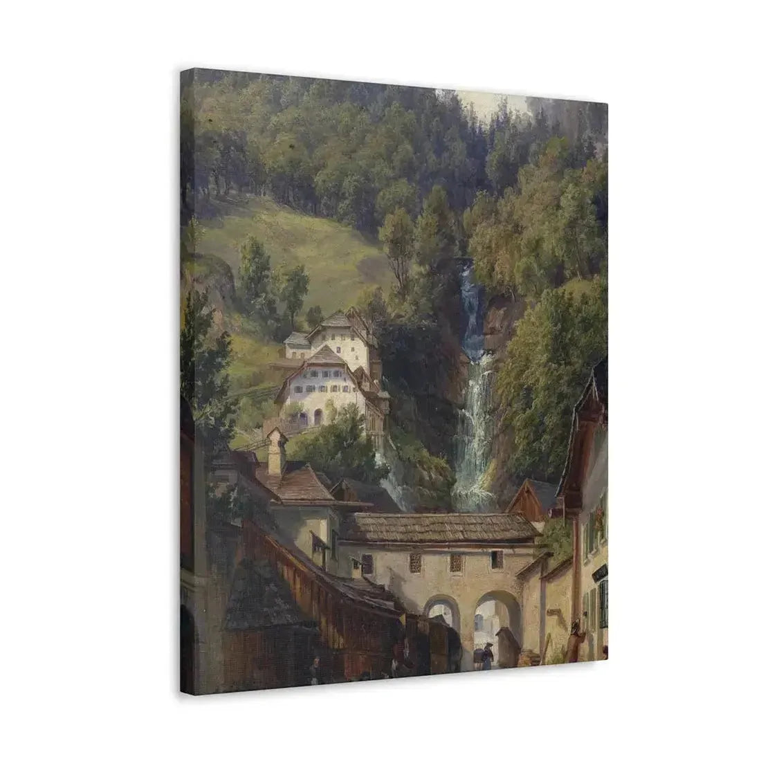 Anton Schiffer (1811-1876) Scene from Hallstatt - Canvas Wall Art - The Sticker Space