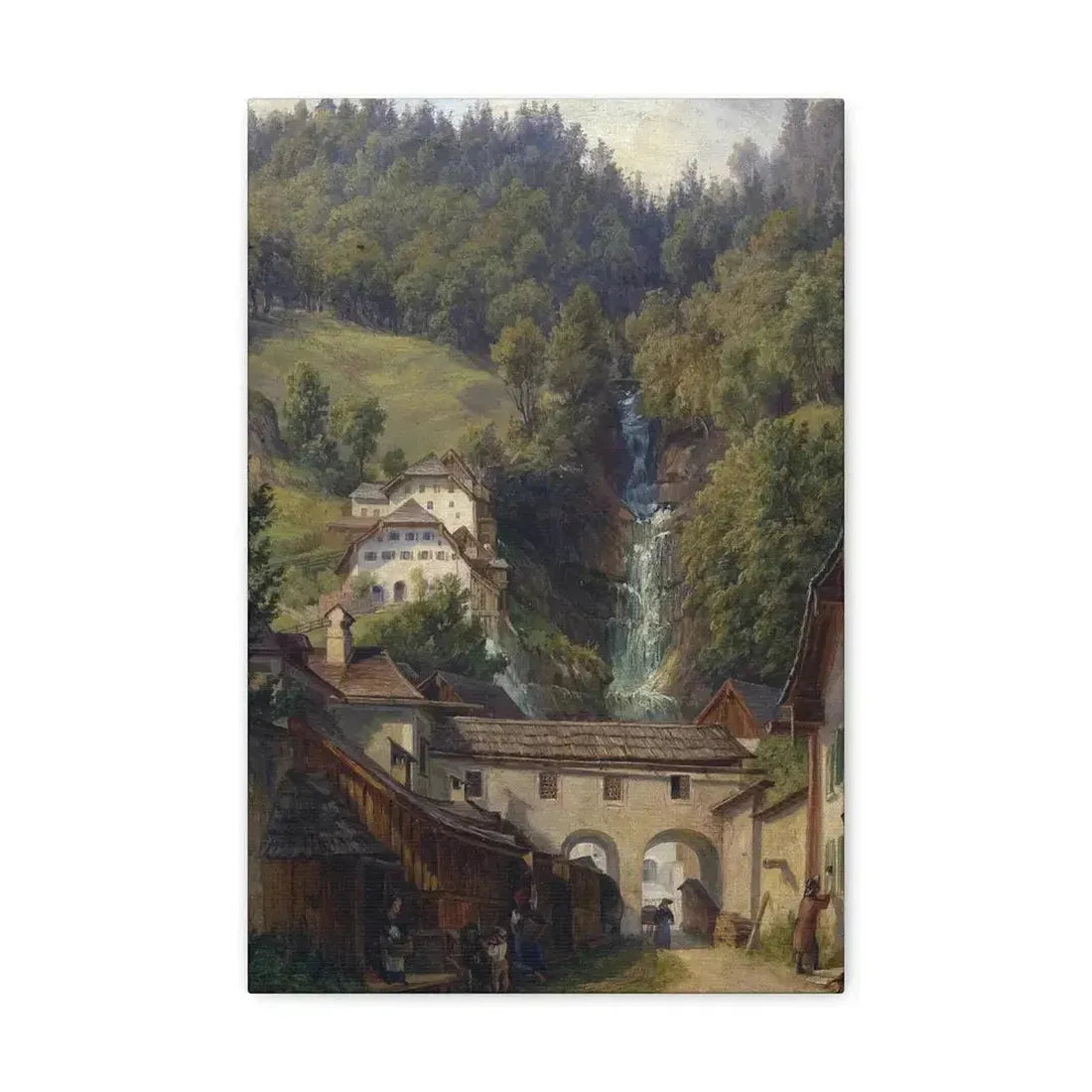 Anton Schiffer (1811-1876) Scene from Hallstatt - Canvas Wall Art - The Sticker Space
