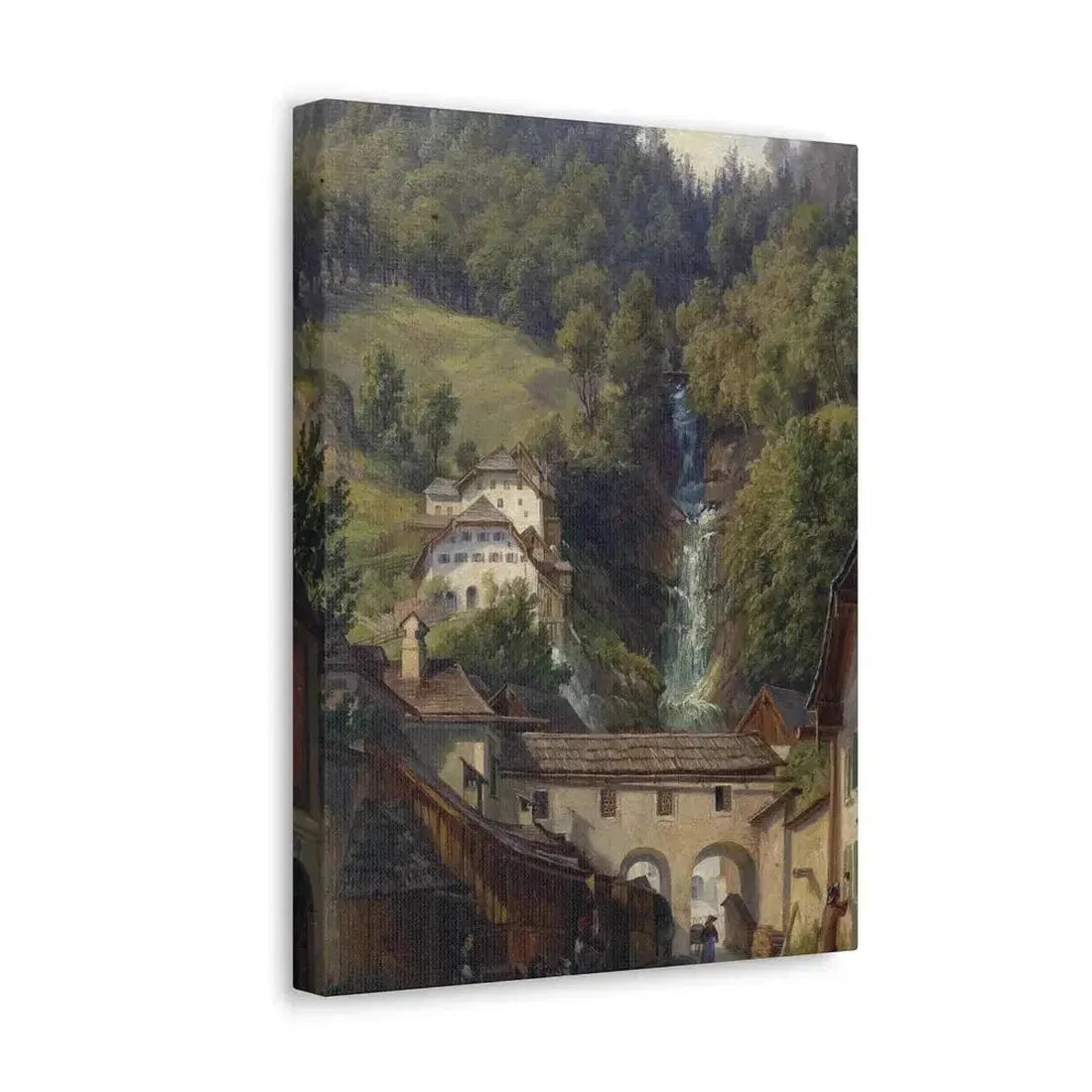 Anton Schiffer (1811-1876) Scene from Hallstatt - Canvas Wall Art - The Sticker Space