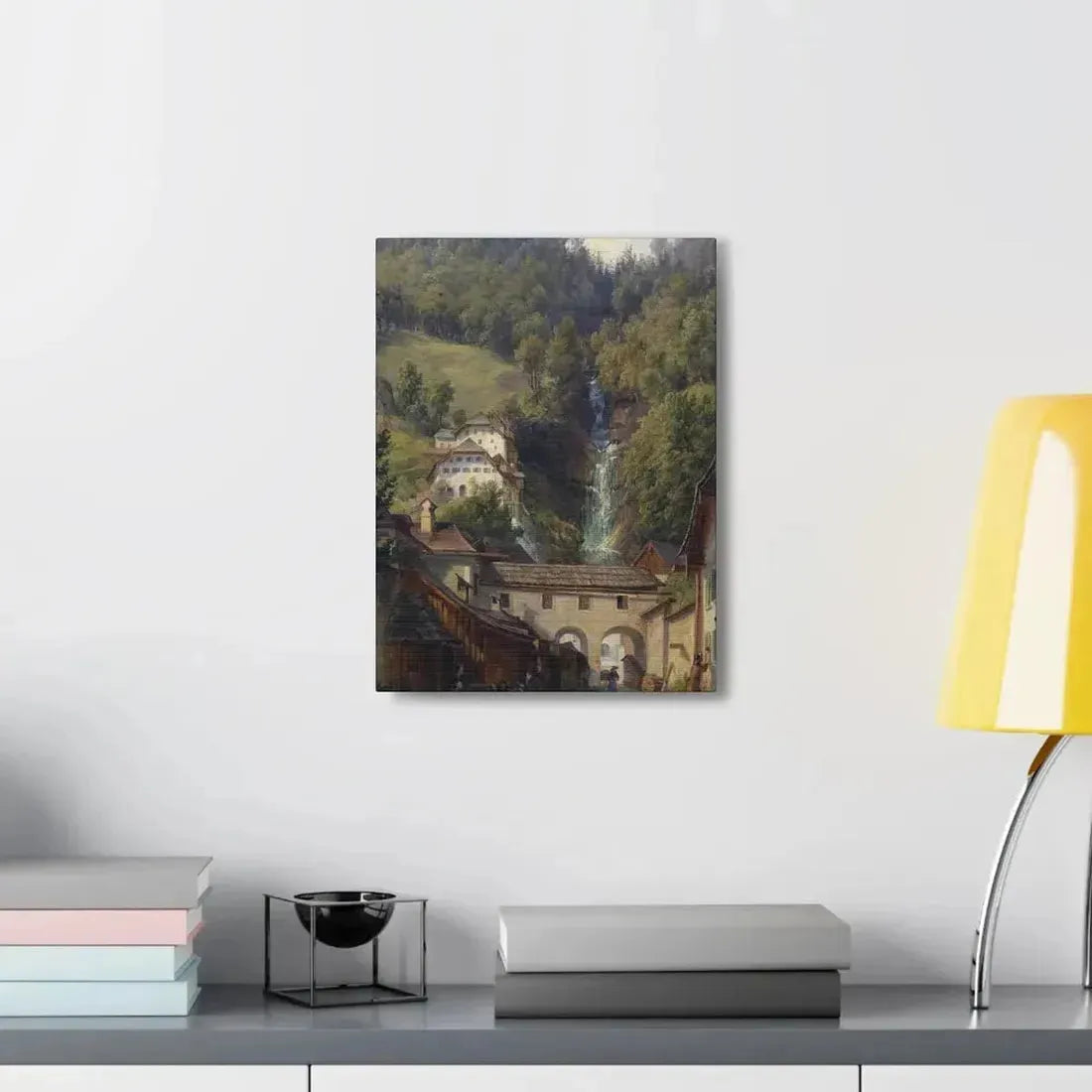 Anton Schiffer (1811-1876) Scene from Hallstatt - Canvas Wall Art - The Sticker Space