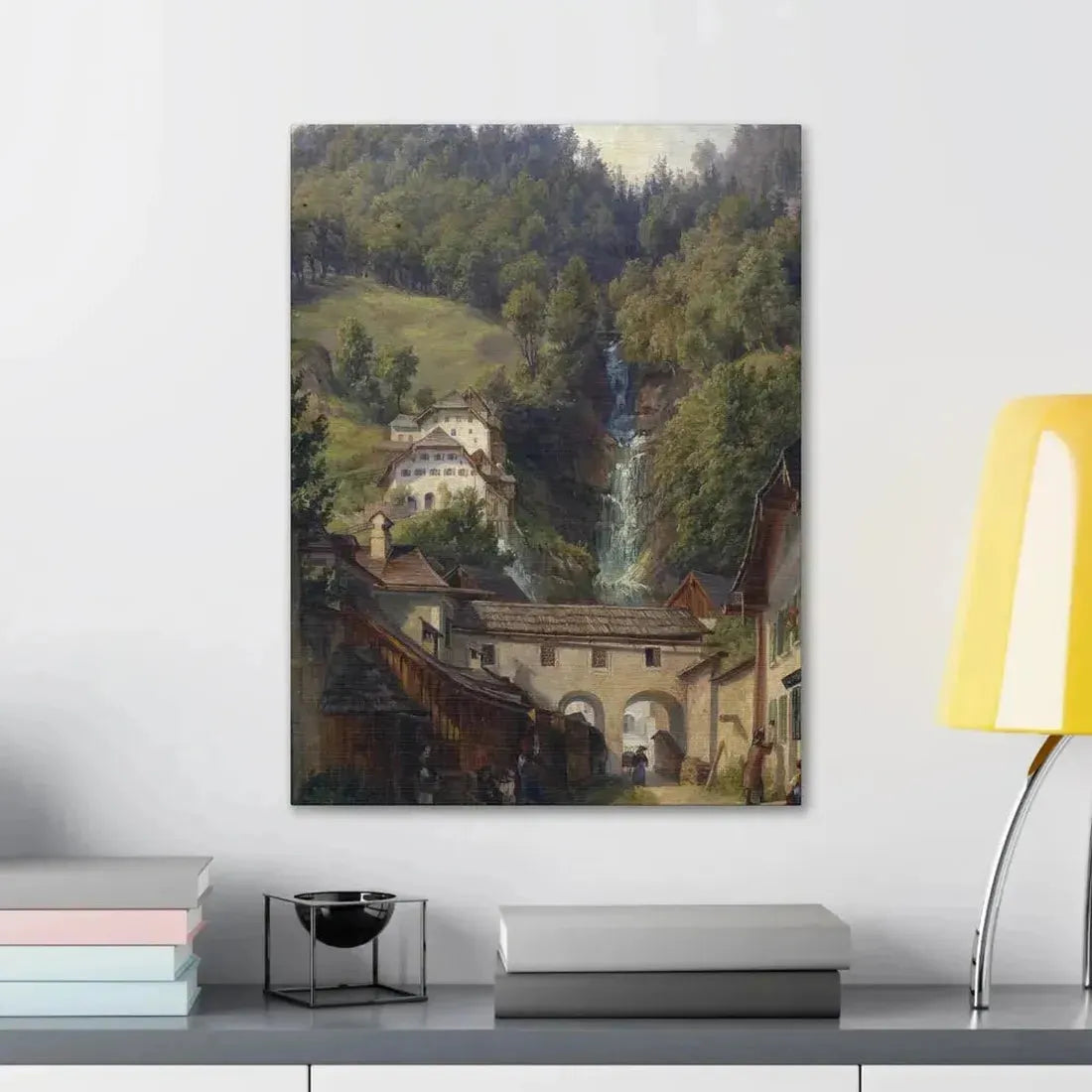 Anton Schiffer (1811-1876) Scene from Hallstatt - Canvas Wall Art - The Sticker Space