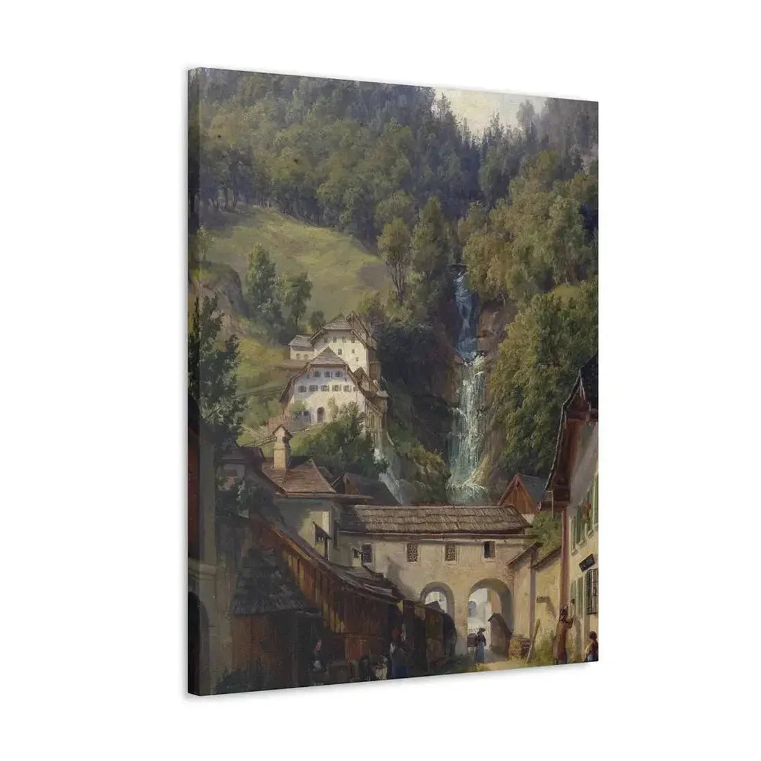 Anton Schiffer (1811-1876) Scene from Hallstatt - Canvas Wall Art - The Sticker Space