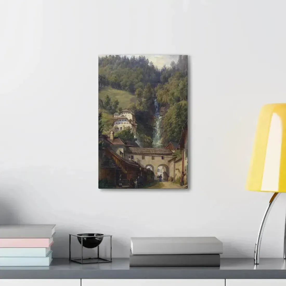 Anton Schiffer (1811-1876) Scene from Hallstatt - Canvas Wall Art - The Sticker Space