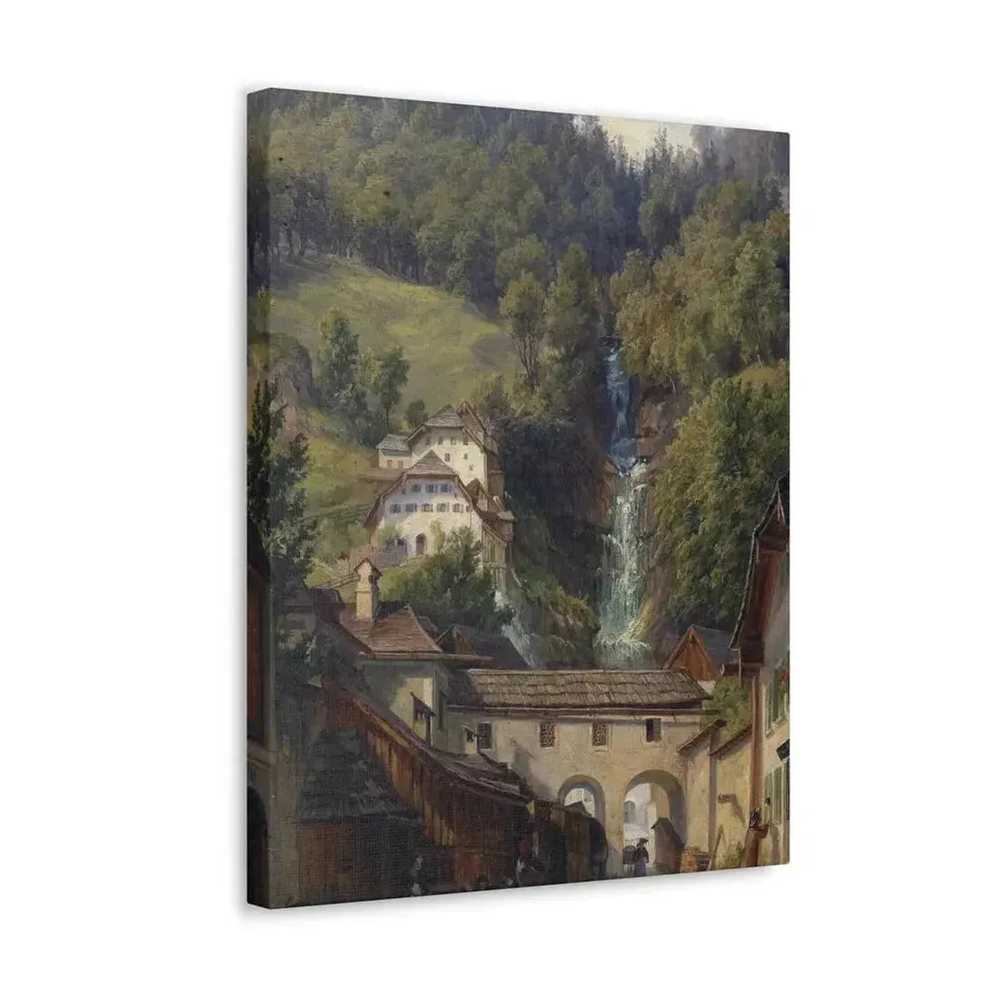 Anton Schiffer (1811-1876) Scene from Hallstatt - Canvas Wall Art - The Sticker Space