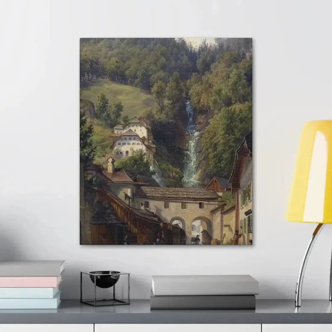 Anton Schiffer (1811-1876) Scene from Hallstatt - Canvas Wall Art - The Sticker Space