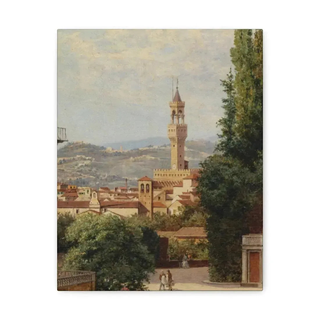 Antonietta Brandeis (1849-) Florence, View of the Palazzo Vecchio The Fiesole In the Distance - Canvas Wall Art 11″ x 14″ 1.25" - The Sticker Space