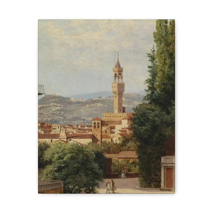Antonietta Brandeis (1849-) Florence, View of the Palazzo Vecchio The Fiesole In the Distance - Canvas Wall Art 11″ x 14″ 1.25" - The Sticker Space