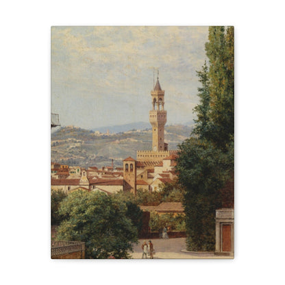 Antonietta Brandeis (1849-) Florence, View of the Palazzo Vecchio The Fiesole In the Distance - Canvas Wall Art-11″ x 14″-The Sticker Space