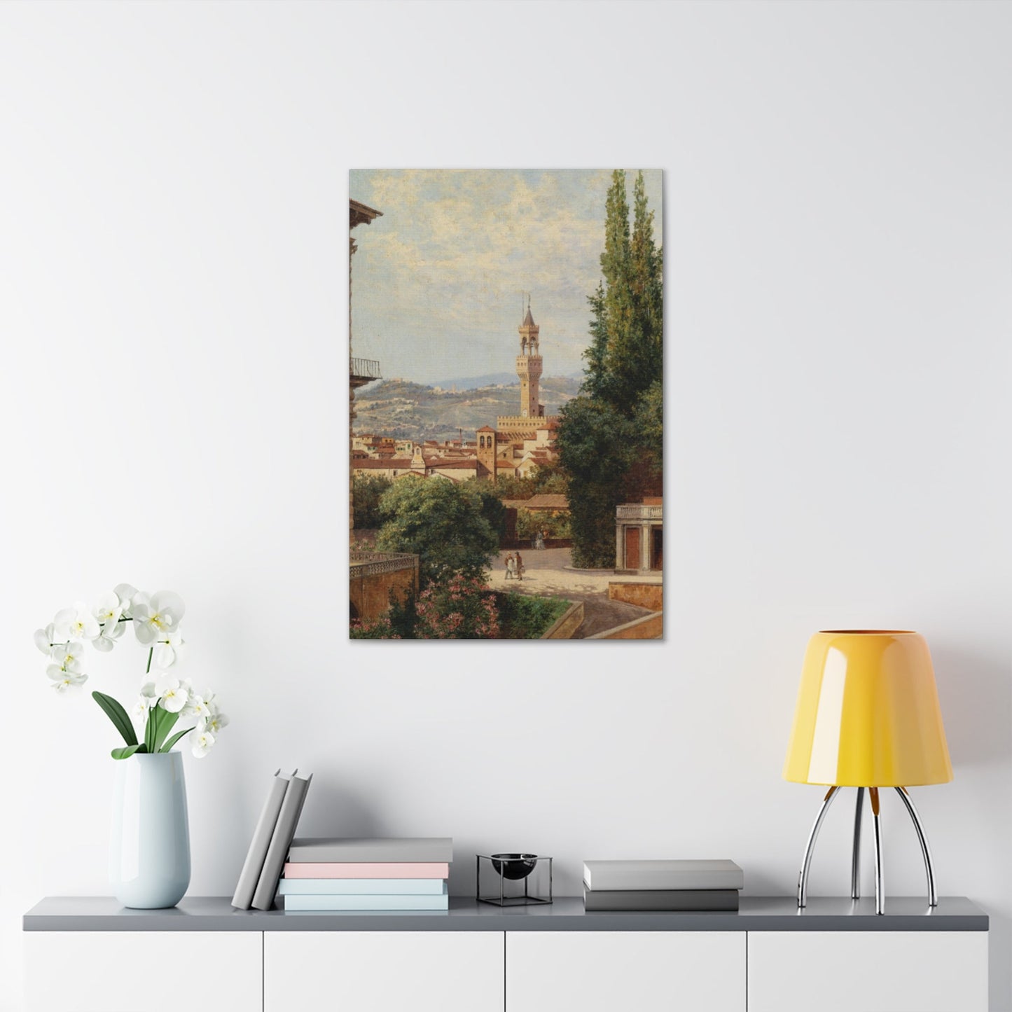 Antonietta Brandeis (1849-) Florence, View of the Palazzo Vecchio The Fiesole In the Distance - Canvas Wall Art-The Sticker Space