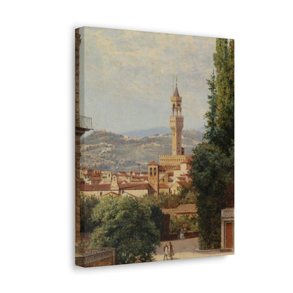 Antonietta Brandeis (1849-) Florence, View of the Palazzo Vecchio The Fiesole In the Distance - Canvas Wall Art-The Sticker Space