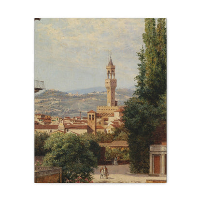 Antonietta Brandeis (1849-) Florence, View of the Palazzo Vecchio The Fiesole In the Distance - Canvas Wall Art-16″ x 20″-The Sticker Space