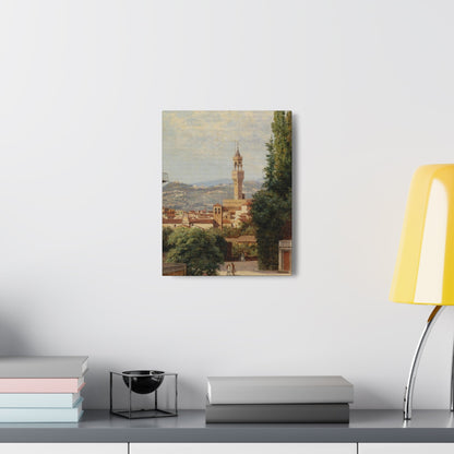 Antonietta Brandeis (1849-) Florence, View of the Palazzo Vecchio The Fiesole In the Distance - Canvas Wall Art-The Sticker Space