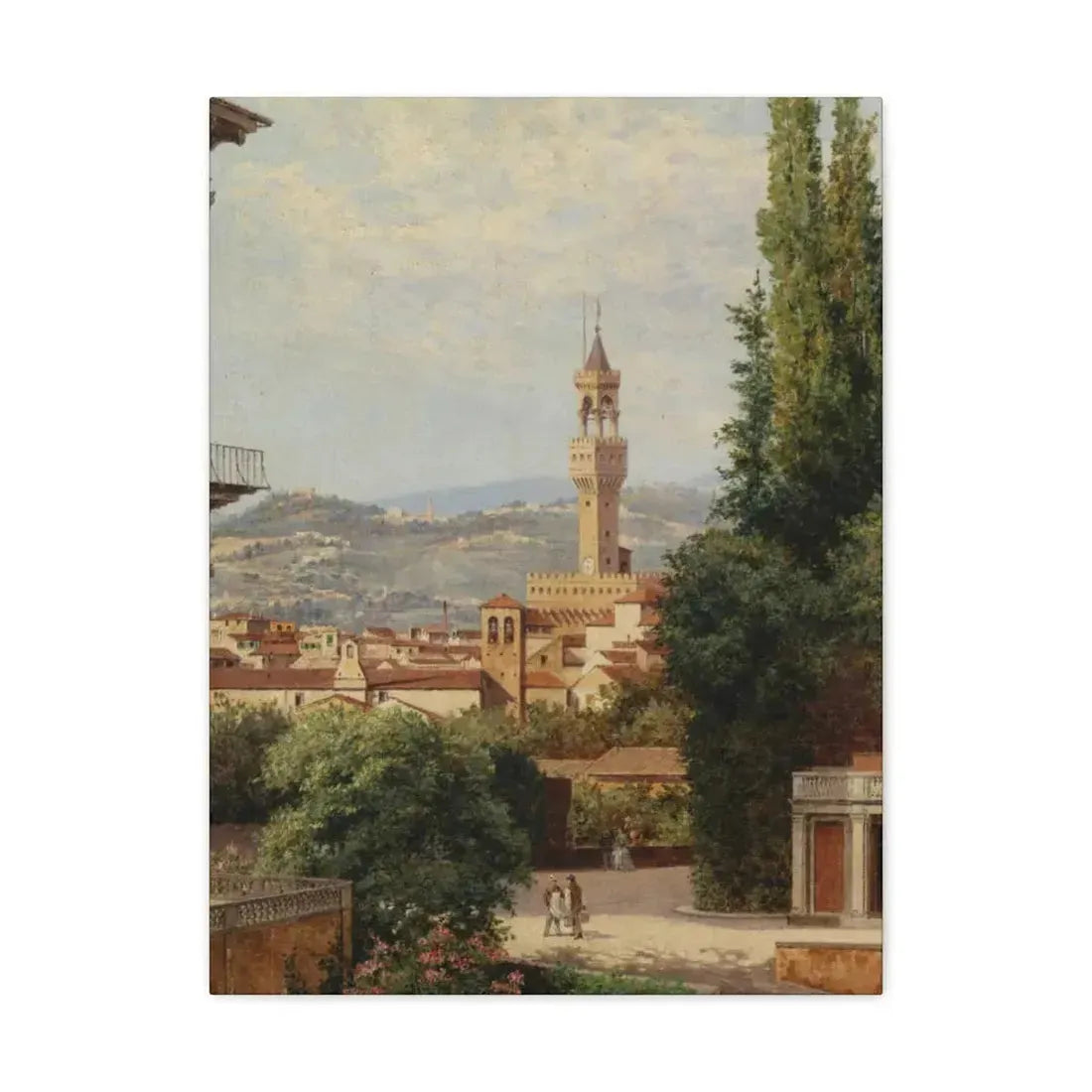 Antonietta Brandeis (1849-) Florence, View of the Palazzo Vecchio The Fiesole In the Distance - Canvas Wall Art 18″ x 24″ 1.25" - The Sticker Space