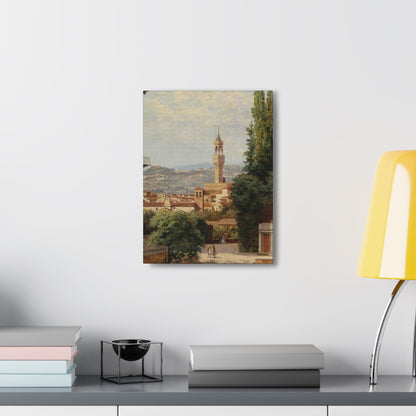 Antonietta Brandeis (1849-) Florence, View of the Palazzo Vecchio The Fiesole In the Distance - Canvas Wall Art-The Sticker Space