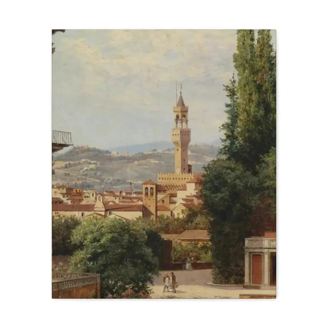 Antonietta Brandeis (1849-) Florence, View of the Palazzo Vecchio The Fiesole In the Distance - Canvas Wall Art 20″ x 24″ 1.25" - The Sticker Space