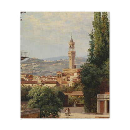 Antonietta Brandeis (1849-) Florence, View of the Palazzo Vecchio The Fiesole In the Distance - Canvas Wall Art-20″ x 24″-The Sticker Space