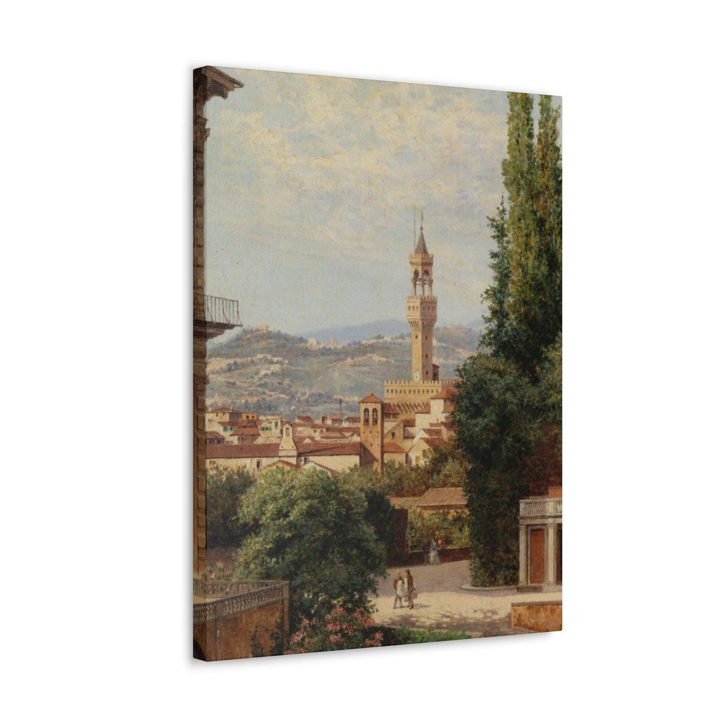 Antonietta Brandeis (1849-) Florence, View of the Palazzo Vecchio The Fiesole In the Distance - Canvas Wall Art-The Sticker Space