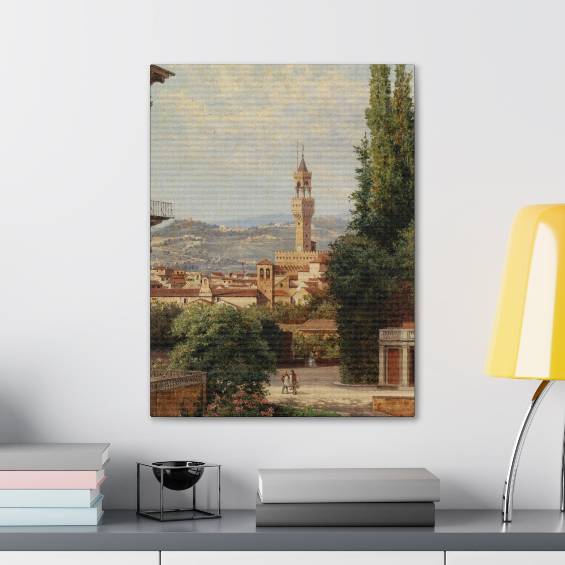 Antonietta Brandeis (1849-) Florence, View of the Palazzo Vecchio The Fiesole In the Distance - Canvas Wall Art-The Sticker Space