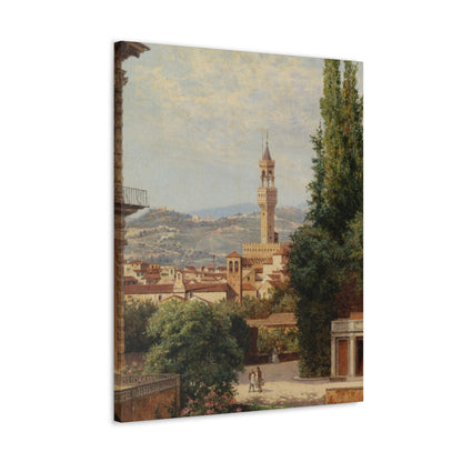 Antonietta Brandeis (1849-) Florence, View of the Palazzo Vecchio The Fiesole In the Distance - Canvas Wall Art-The Sticker Space