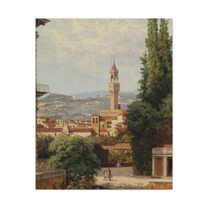 Antonietta Brandeis (1849-) Florence, View of the Palazzo Vecchio The Fiesole In the Distance - Canvas Wall Art-24″ x 30″-The Sticker Space