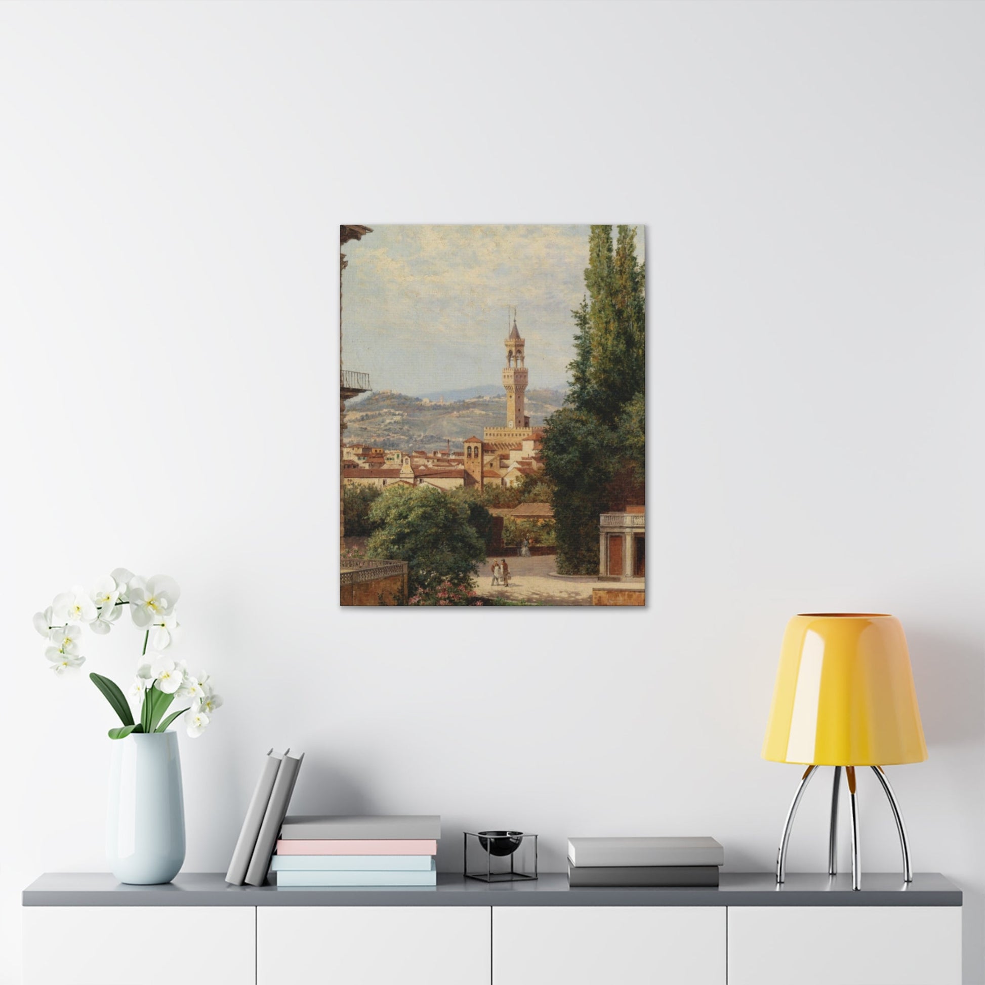 Antonietta Brandeis (1849-) Florence, View of the Palazzo Vecchio The Fiesole In the Distance - Canvas Wall Art-The Sticker Space