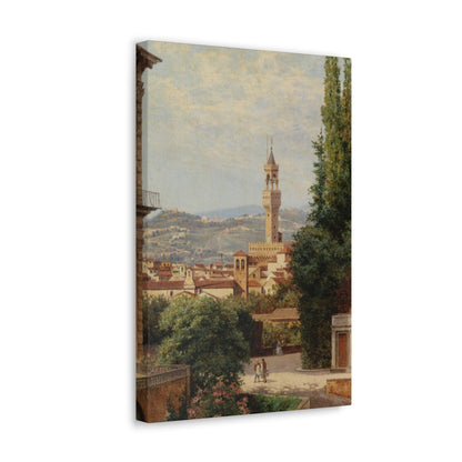 Antonietta Brandeis (1849-) Florence, View of the Palazzo Vecchio The Fiesole In the Distance - Canvas Wall Art-The Sticker Space