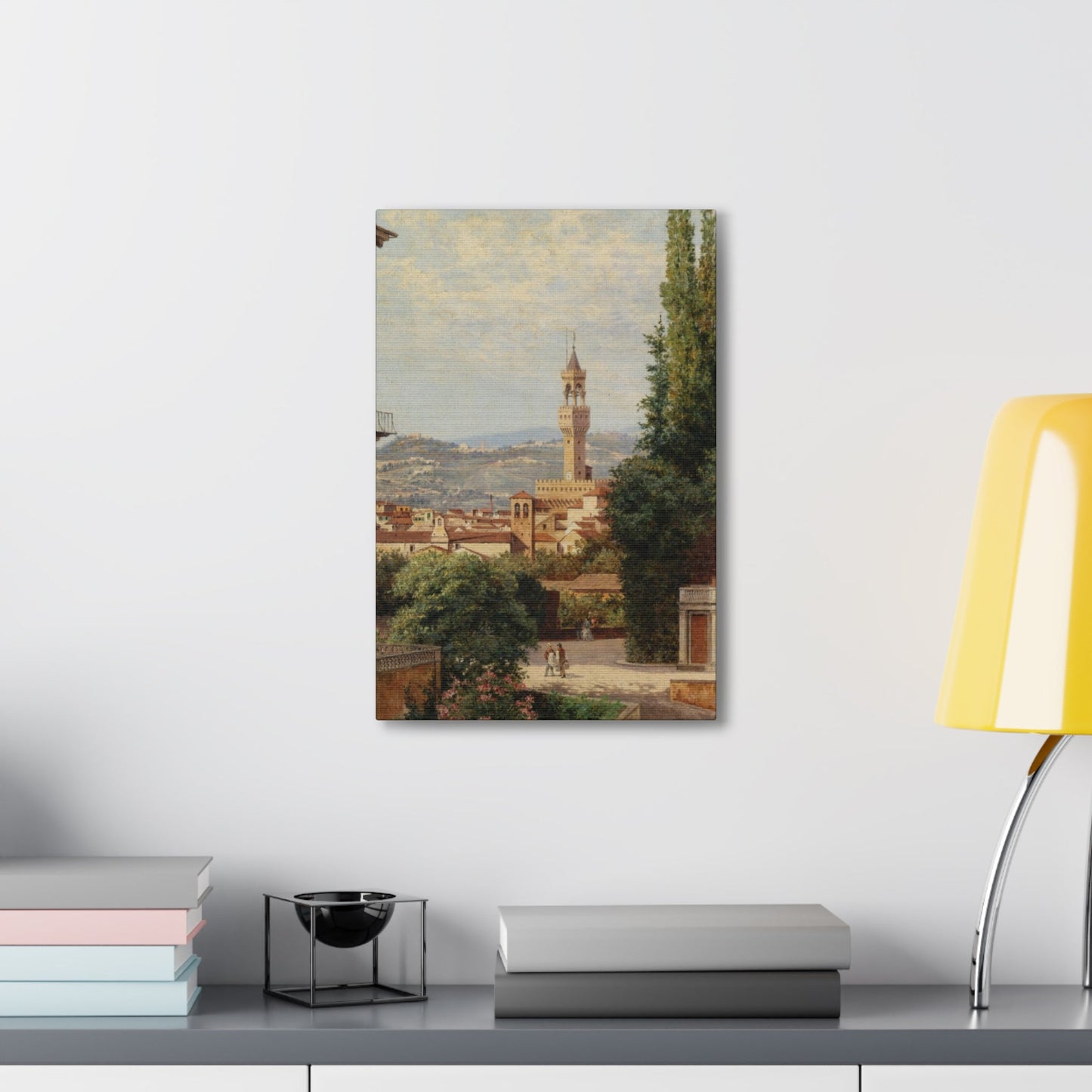 Antonietta Brandeis (1849-) Florence, View of the Palazzo Vecchio The Fiesole In the Distance - Canvas Wall Art-The Sticker Space