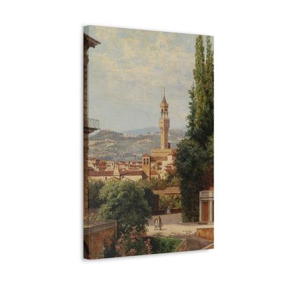 Antonietta Brandeis (1849-) Florence, View of the Palazzo Vecchio The Fiesole In the Distance - Canvas Wall Art-The Sticker Space