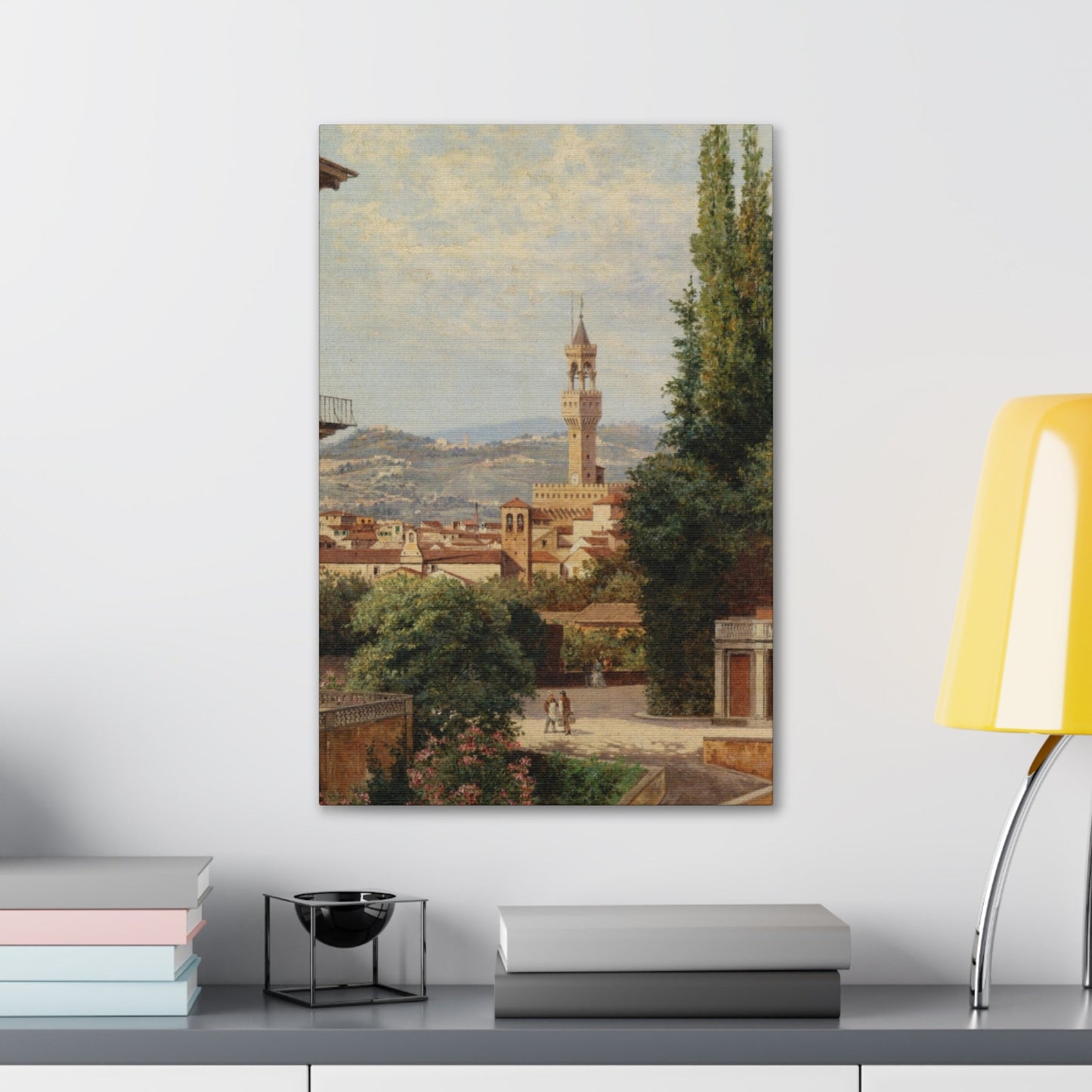 Antonietta Brandeis (1849-) Florence, View of the Palazzo Vecchio The Fiesole In the Distance - Canvas Wall Art-The Sticker Space