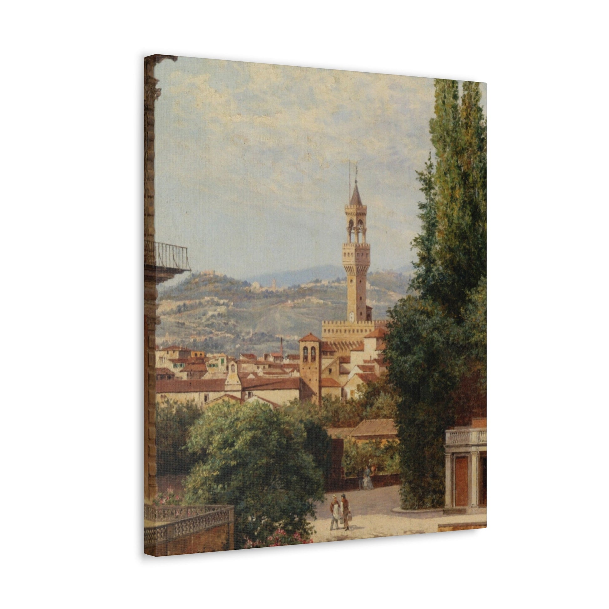 Antonietta Brandeis (1849-) Florence, View of the Palazzo Vecchio The Fiesole In the Distance - Canvas Wall Art-The Sticker Space