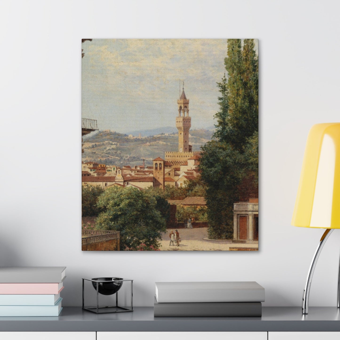 Antonietta Brandeis (1849-) Florence, View of the Palazzo Vecchio The Fiesole In the Distance - Canvas Wall Art-The Sticker Space