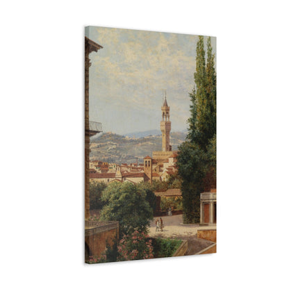 Antonietta Brandeis (1849-) Florence, View of the Palazzo Vecchio The Fiesole In the Distance - Canvas Wall Art-The Sticker Space