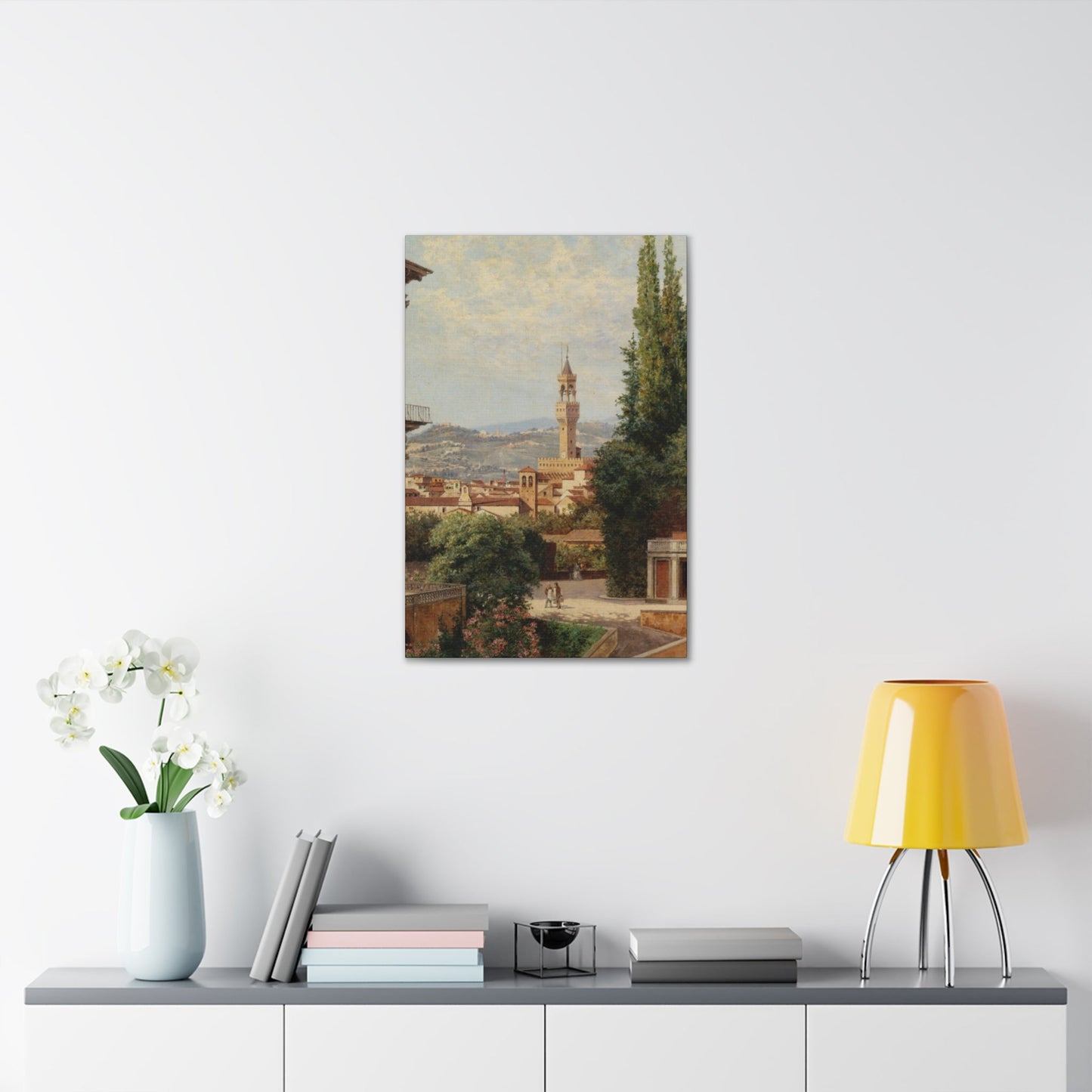 Antonietta Brandeis (1849-) Florence, View of the Palazzo Vecchio The Fiesole In the Distance - Canvas Wall Art-The Sticker Space