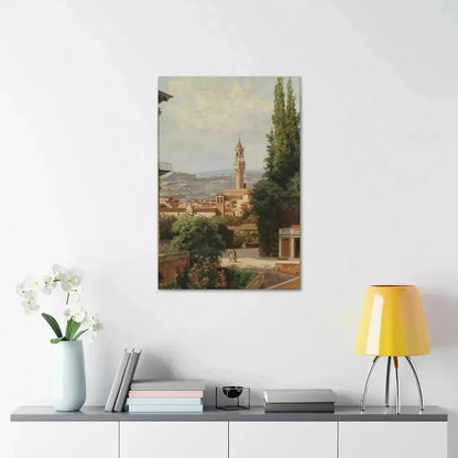 Antonietta Brandeis (1849-) Florence, View of the Palazzo Vecchio The Fiesole In the Distance - Canvas Wall Art - The Sticker Space