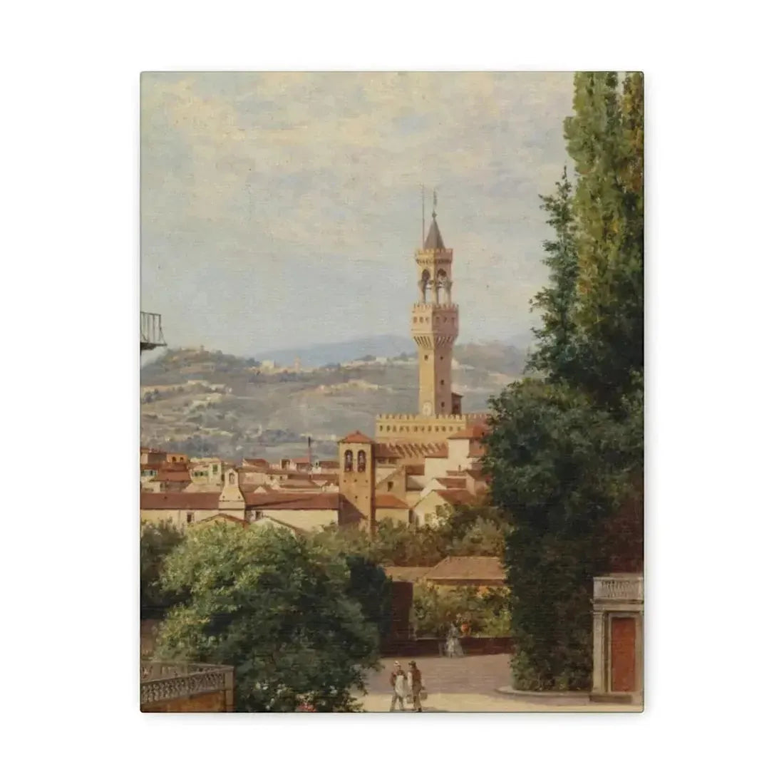 Antonietta Brandeis (1849-) Florence, View of the Palazzo Vecchio The Fiesole In the Distance - Canvas Wall Art - The Sticker Space
