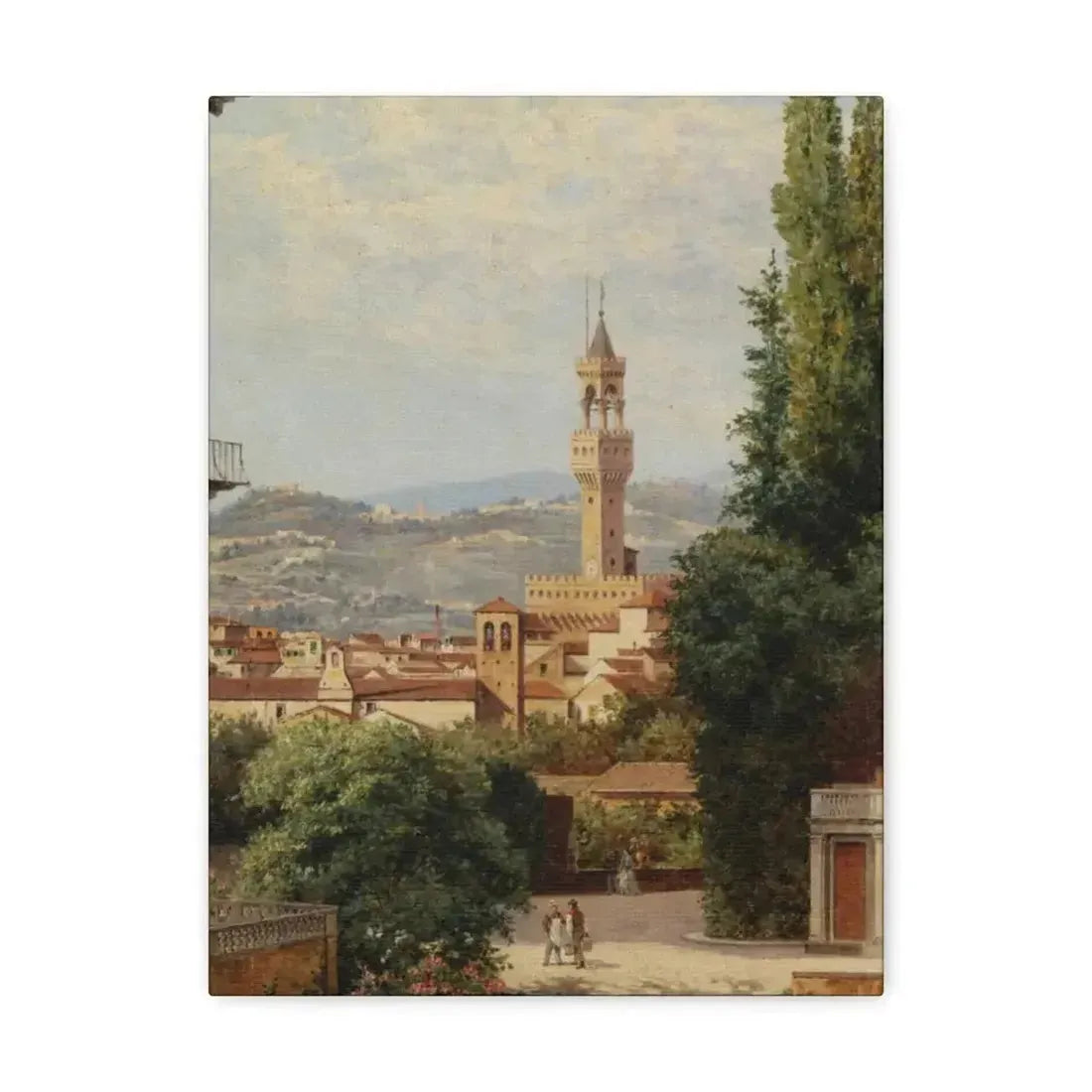 Antonietta Brandeis (1849-) Florence, View of the Palazzo Vecchio The Fiesole In the Distance - Canvas Wall Art - The Sticker Space