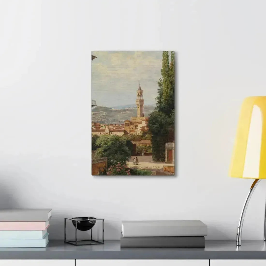 Antonietta Brandeis (1849-) Florence, View of the Palazzo Vecchio The Fiesole In the Distance - Canvas Wall Art - The Sticker Space