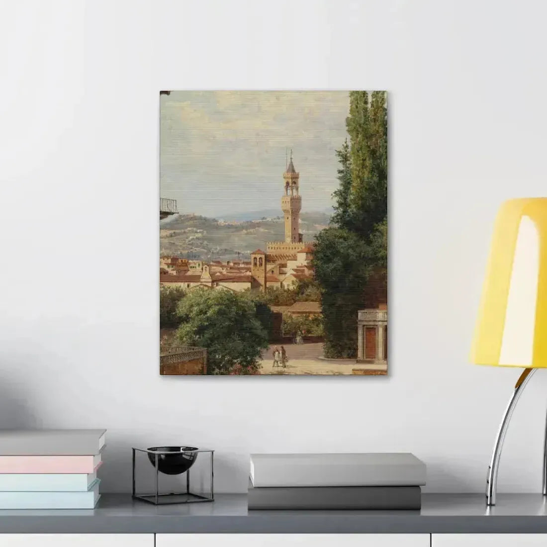 Antonietta Brandeis (1849-) Florence, View of the Palazzo Vecchio The Fiesole In the Distance - Canvas Wall Art - The Sticker Space